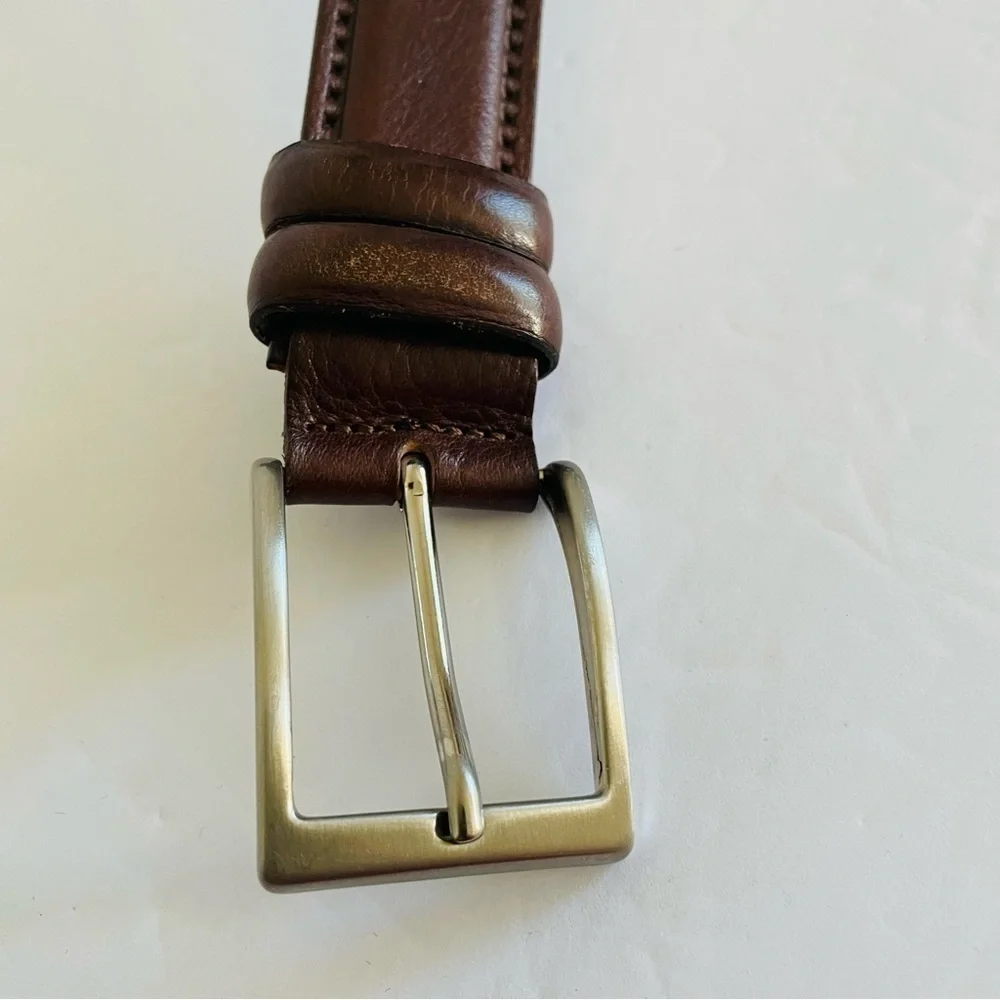 Vera Pelle Belt Men’s 451/35 Brown‎ Leather Gold Buckle Hand Made In Italy 41”